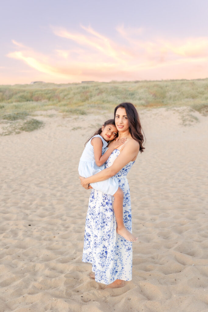 mom and daughter in Huntington Beach